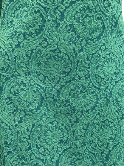 VTG 60S TEAL BLUE GREEN SPARKLY PAISLEY ROUNDED COLLAR PARTY MIDI DRESS 16