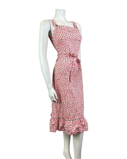 VINTAGE 60s 70s RED WHITE BLUE DAISY FLOWER MOD PRAIRIE SUMMER SUN-DRESS 8 10