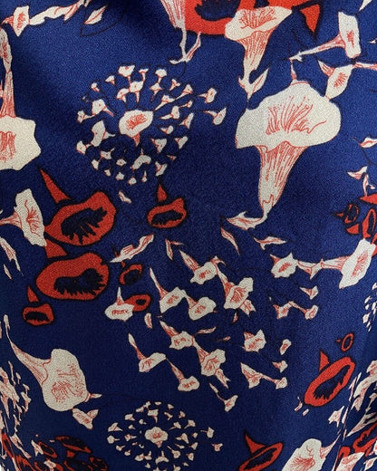 VINTAGE 60s 70s BLUE RED WHITE FLORAL PSYCHEDELIC GLITTERY MOD SHIRT DRESS 14 16