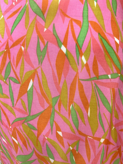 VTG 60s 70s PINK GREEN ORANGE PSYCHEDELIC LEAFY DAGGER SHIRT SHIFT DRESS 10 12