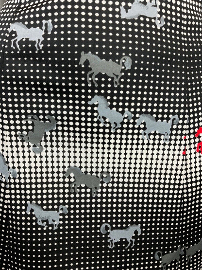VINTAGE 60s STYLE 90s BLACK WHITE RED HALFTONE DOTTY HORSE STRAPPY SUN DRESS 8