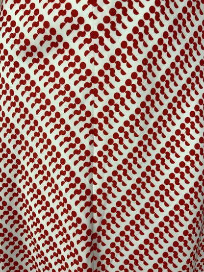 VINTAGE 60s 70s RED WHITE DOTTY GEOMETRIC SLEEVELESS SHIRT DRESS 12 14