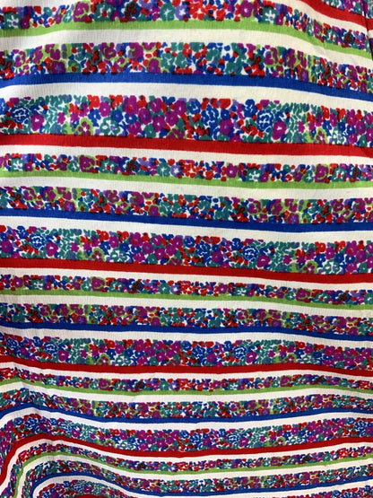 VINTAGE 60s 70s WHITE RED BLUE GREEN DITSY FLORAL STRIPED STRAPPY SUNDRESS 4