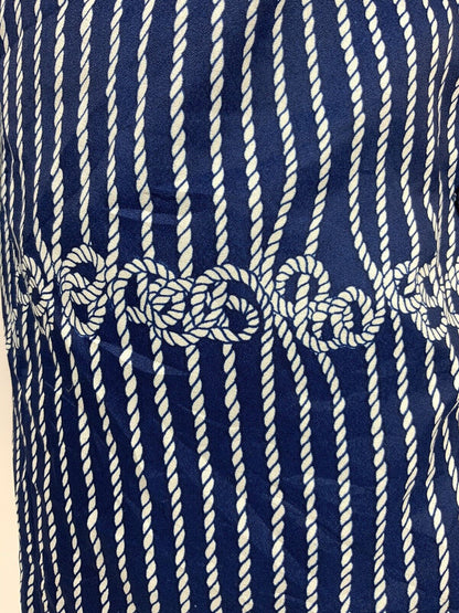 VINTAGE 60s 70s NAVY BLUE WHITE ROPE KNOT SHIRT WAIST DRESS 8 10