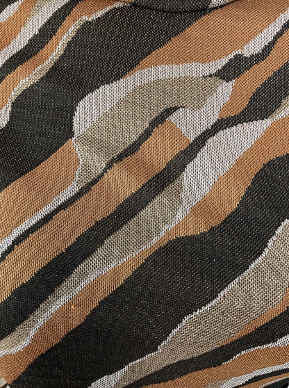 VTG 60s 70s BROWN ORANGE GOLD WHITE STRIPED LUREX PARTY MOD TURTLENECK TOP 16