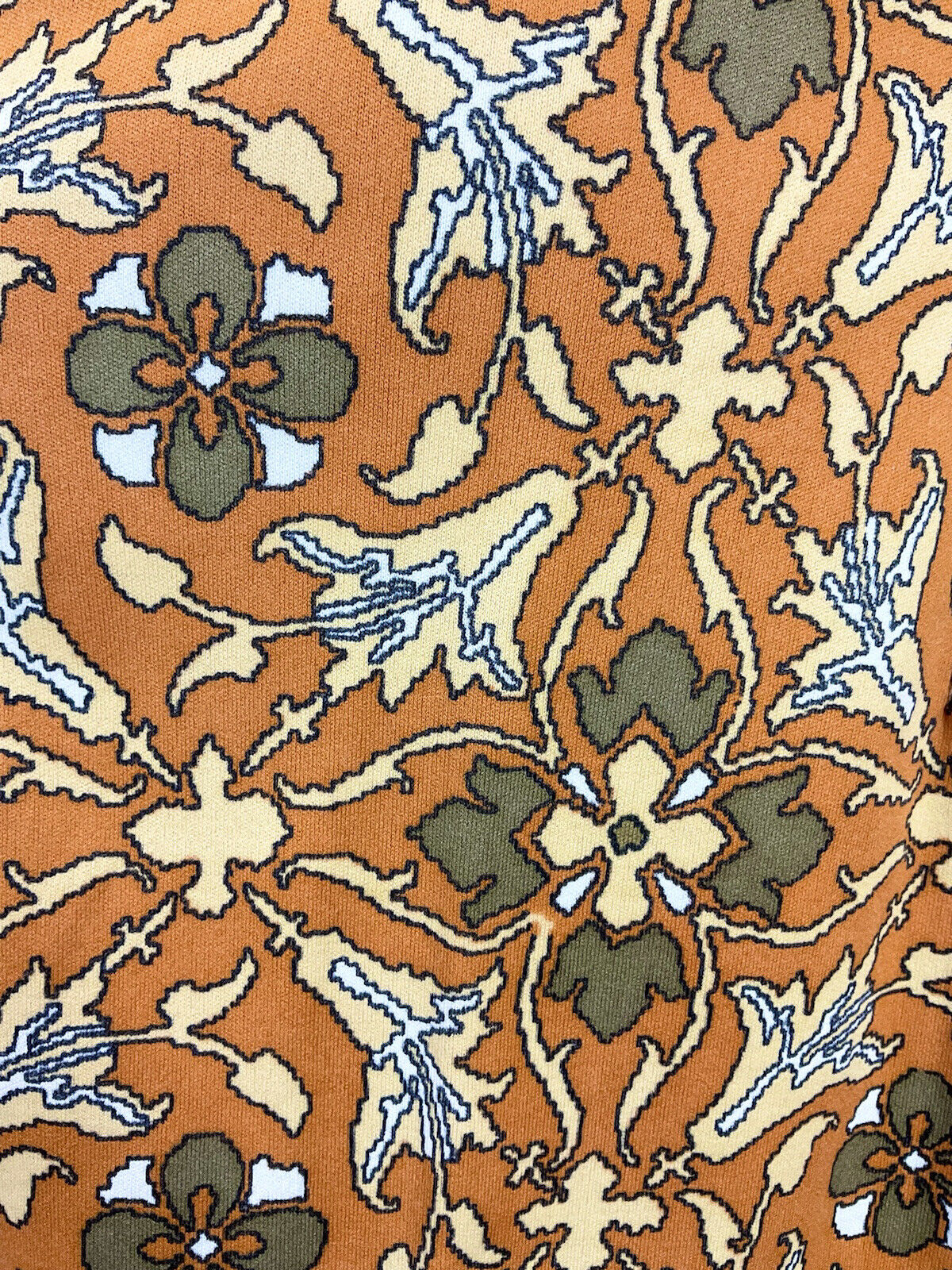 VINTAGE 60s 70s ORANGE BROWN BEIGE FLORAL PIXEL GEOMETRIC MOD DRESS 14 16