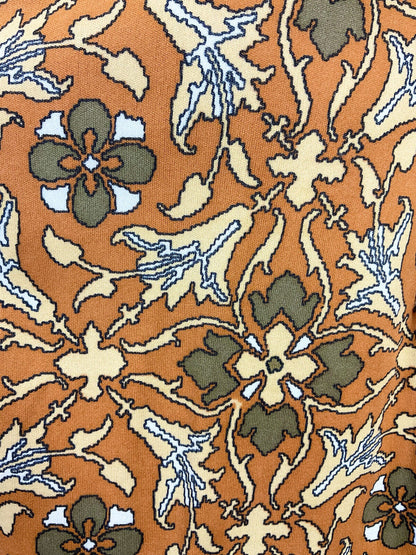 VINTAGE 60s 70s ORANGE BROWN BEIGE FLORAL PIXEL GEOMETRIC MOD DRESS 14 16