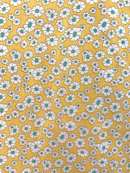 VINTAGE 60s 70s YELLOW WHITE GREEN FLORAL DITSY MOD DAGGER SHIRT BLOUSE 16 18