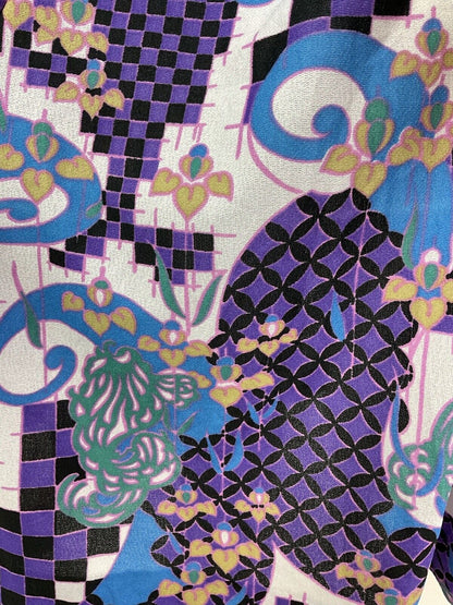 VTG 60s 70s PURPLE GREEN BLACK PSYCHEDELIC CHECKERBOARD DAGGER SHIRT DRESS 12 14