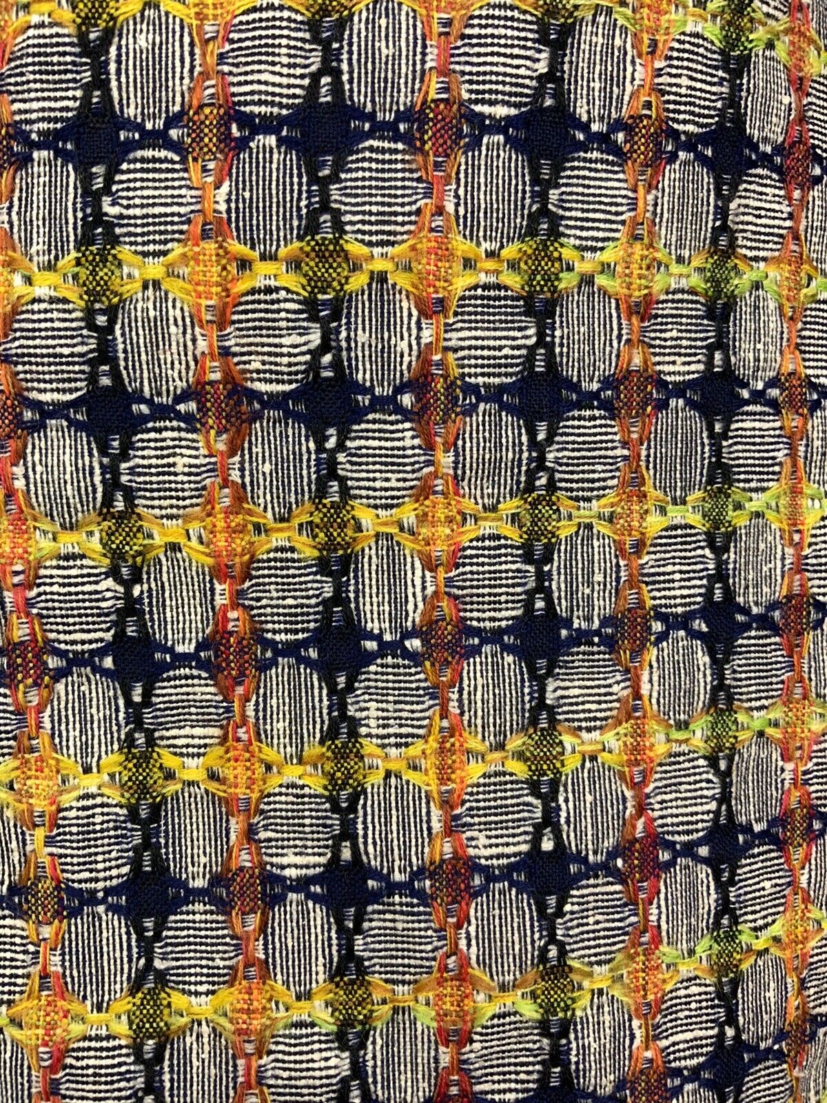 VINTAGE 60s 70s BLUE WHITE YELLOW RED CHECKED CIRCLE GEOMETRIC SHIFT DRESS 8