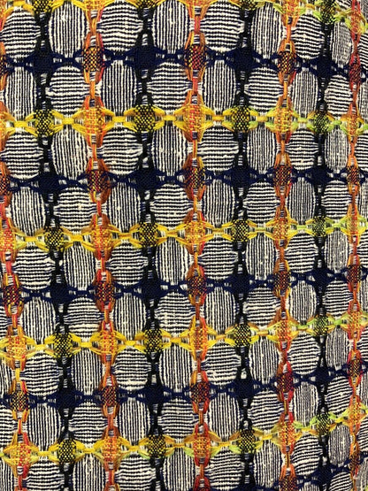 VINTAGE 60s 70s BLUE WHITE YELLOW RED CHECKED CIRCLE GEOMETRIC SHIFT DRESS 8