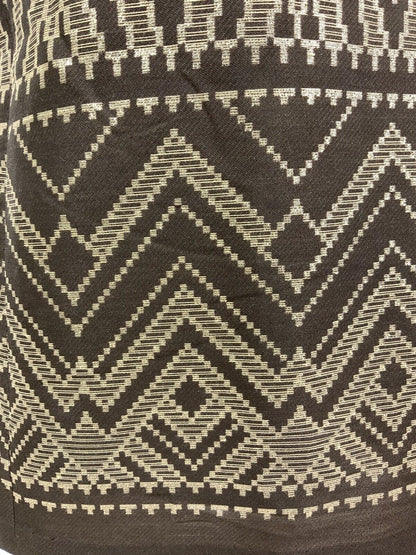 VINTAGE 60s 70s BROWN GOLD CREAM ZIG ZAG AZTEC SLEEVELESS DRESS 12 14