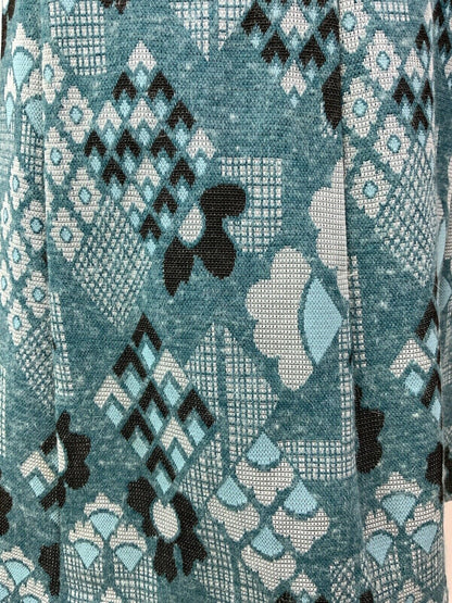 VINTAGE 60s 70s BLUE BLACK WHITE DAISY GEOMETRIC PSYCHEDELIC DAGGER DRESS 14 16