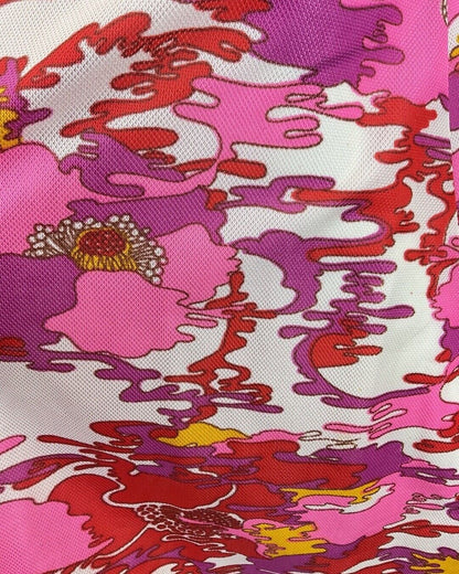 VINTAGE 60s 70s PINK RED PURPLE PSYCHEDELIC FLORAL MOD DAGGER SHIRT DRESS 10 12