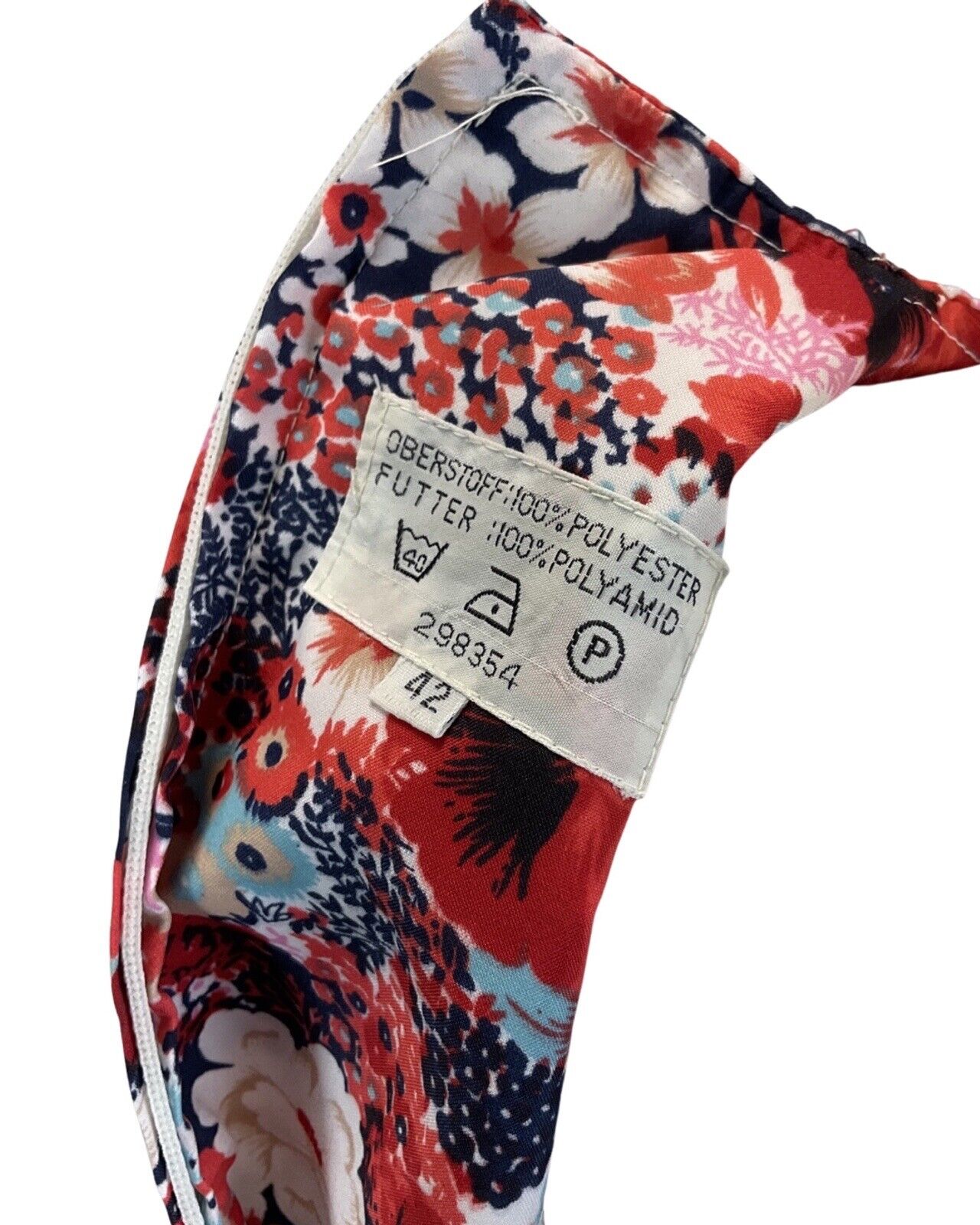 VINTAGE 60s 70s RED BLUE WHITE FLORAL DITSY SLEEVELESS SUMMER SWING DRESS 14