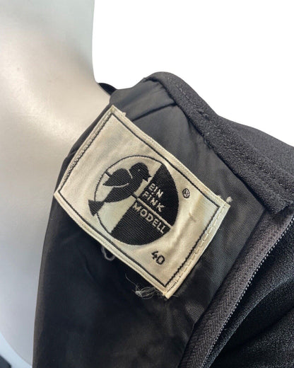 VINTAGE 60s 70s BLACK RED PURPLE GOLD EMBROIDERED FLORAL SWIRL MOD DRESS 12 14