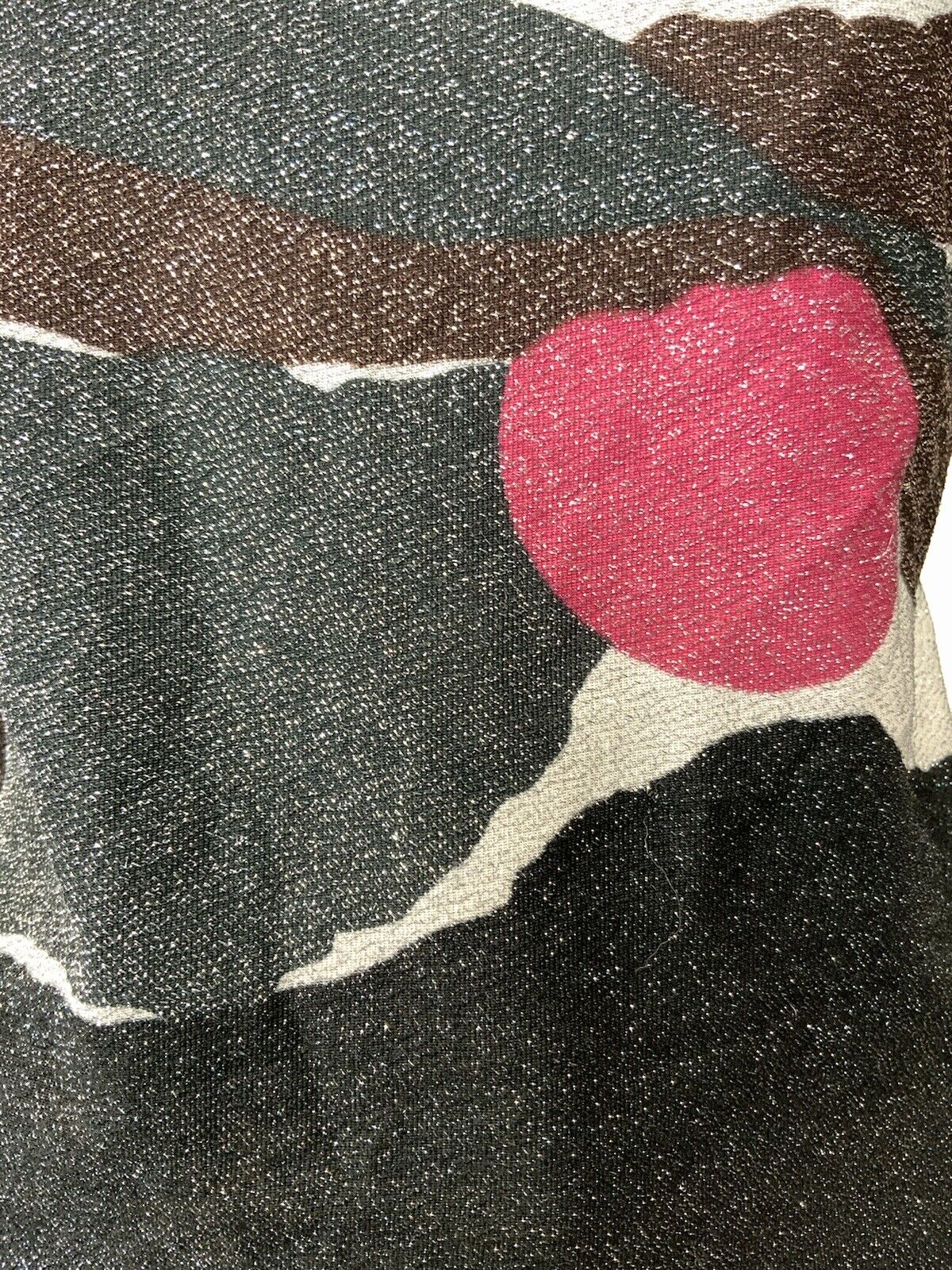 VINTAGE 60s 70s BLACK BROWN PINK ABSTRACT GLITTER LUREX SHIRT BLOUSE 14 16