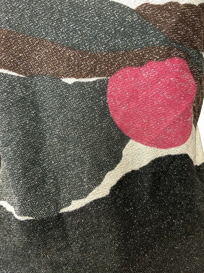 VINTAGE 60s 70s BLACK BROWN PINK ABSTRACT GLITTER LUREX SHIRT BLOUSE 14 16