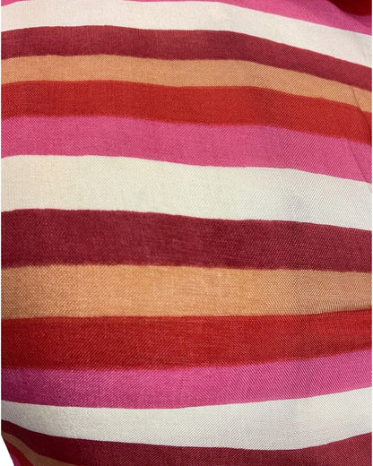 VINTAGE 60s 70s PINK RED GOLD STRIPED MOD DAGGER COLLAR SHIRT 8