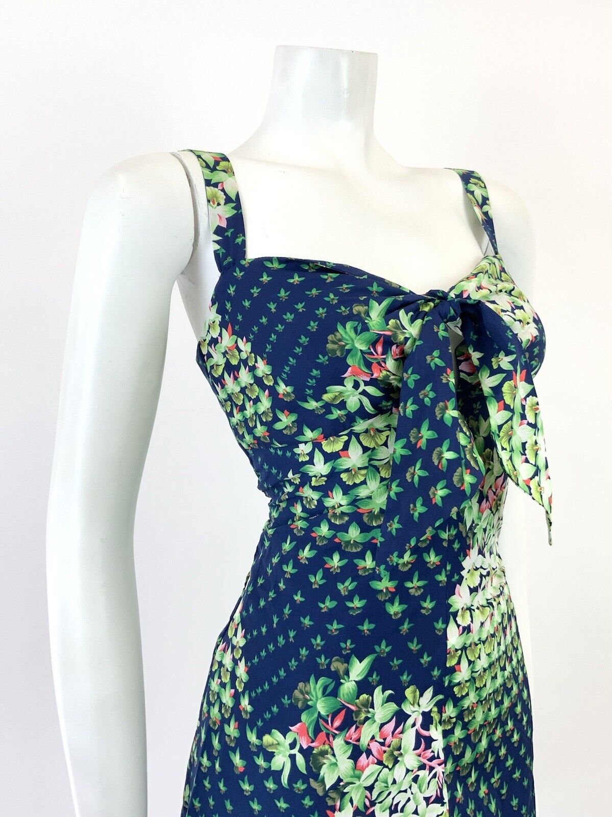 VINTAGE 60s 70s BLUE GREEN WHITE RED FLORAL OP ART STRAPPY SUN DRESS 8