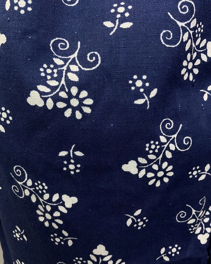 VINTAGE 70s BLUE WHITE FLORAL GRAPE VINE BOHO PRAIRIE SUMMER SUN-DRESS 18 20