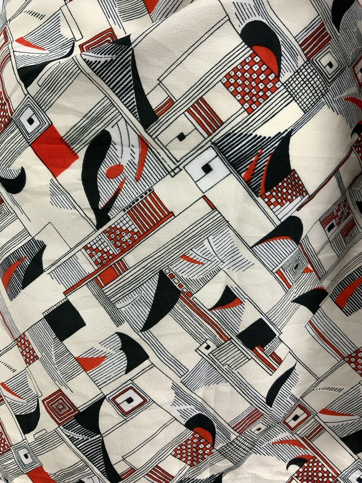 VINTAGE 60s 70s WHITE BLACK RED STRIPE GEOMETRIC CHECKED MOD SHIRT DRESS 12