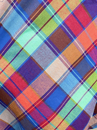 VINTAGE 60s 70s BLUE GREEN RED PLAID TARTAN MOD SWING MIDI SHIRT DRESS 8