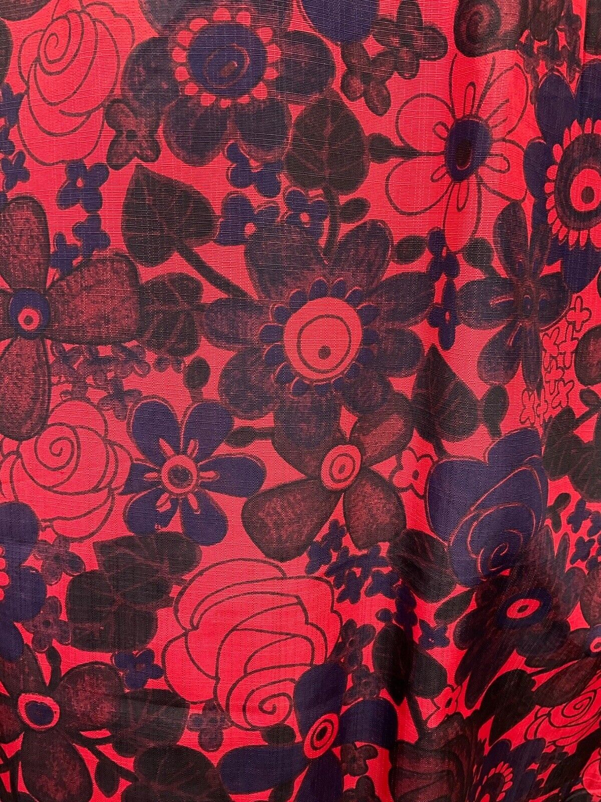 VINTAGE 60s RED PURPLE BROWN FLORAL SLEEVELESS WIGGLE PENCIL DRESS 6