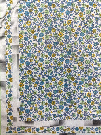 VINTAGE 60s 70s GREEN BLUE YELLOW FLORAL DITSY BOHO FOLK MOD SCARF