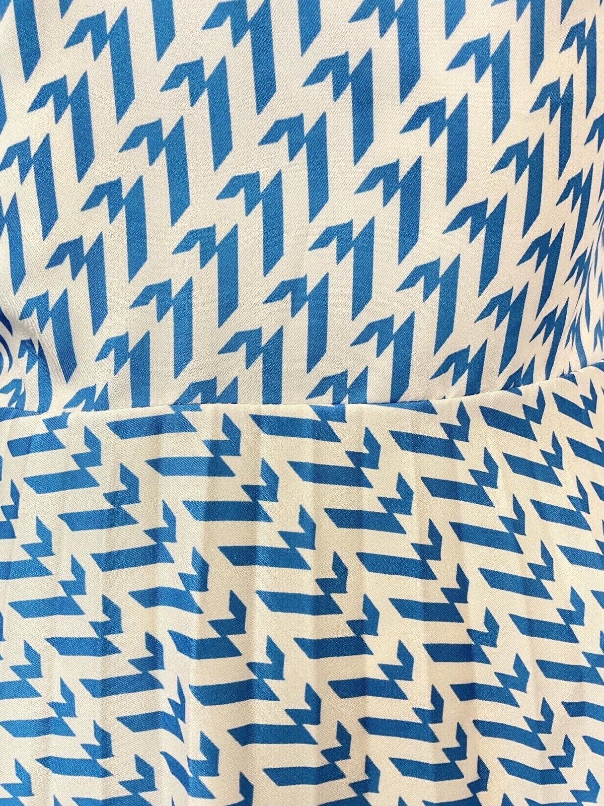 VINTAGE 60s 70s BLUE WHITE STRIPED ZIG-ZAG GEOMETRIC MOD SHIRT SWING DRESS 10