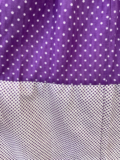 VINTAGE 60s 70s PURPLE WHITE POLKA-DOT TIERED STRAPPY BOHO TENT SUN DRESS 8 10