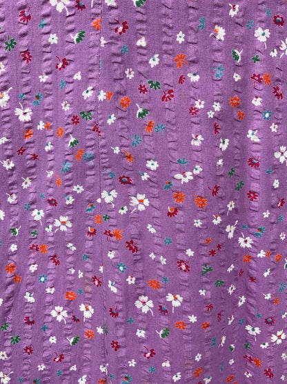 VINTAGE 70s PURPLE ORANGE WHITE BLUE DITSY FLORAL REVERS SHIRT DRESS 12