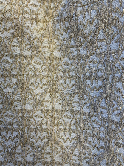 VINTAGE 60s 70s WHITE GOLD EMBROIDERED BUTTONED LUREX JACKET TOP 14 16