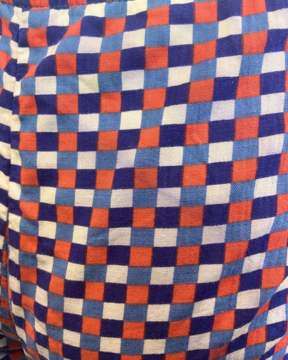 VINTAGE 60s 70s BLUE WHITE RED CHECKED ZIP-UP HIGHWAISTED MOD GOGO SHORTS 10