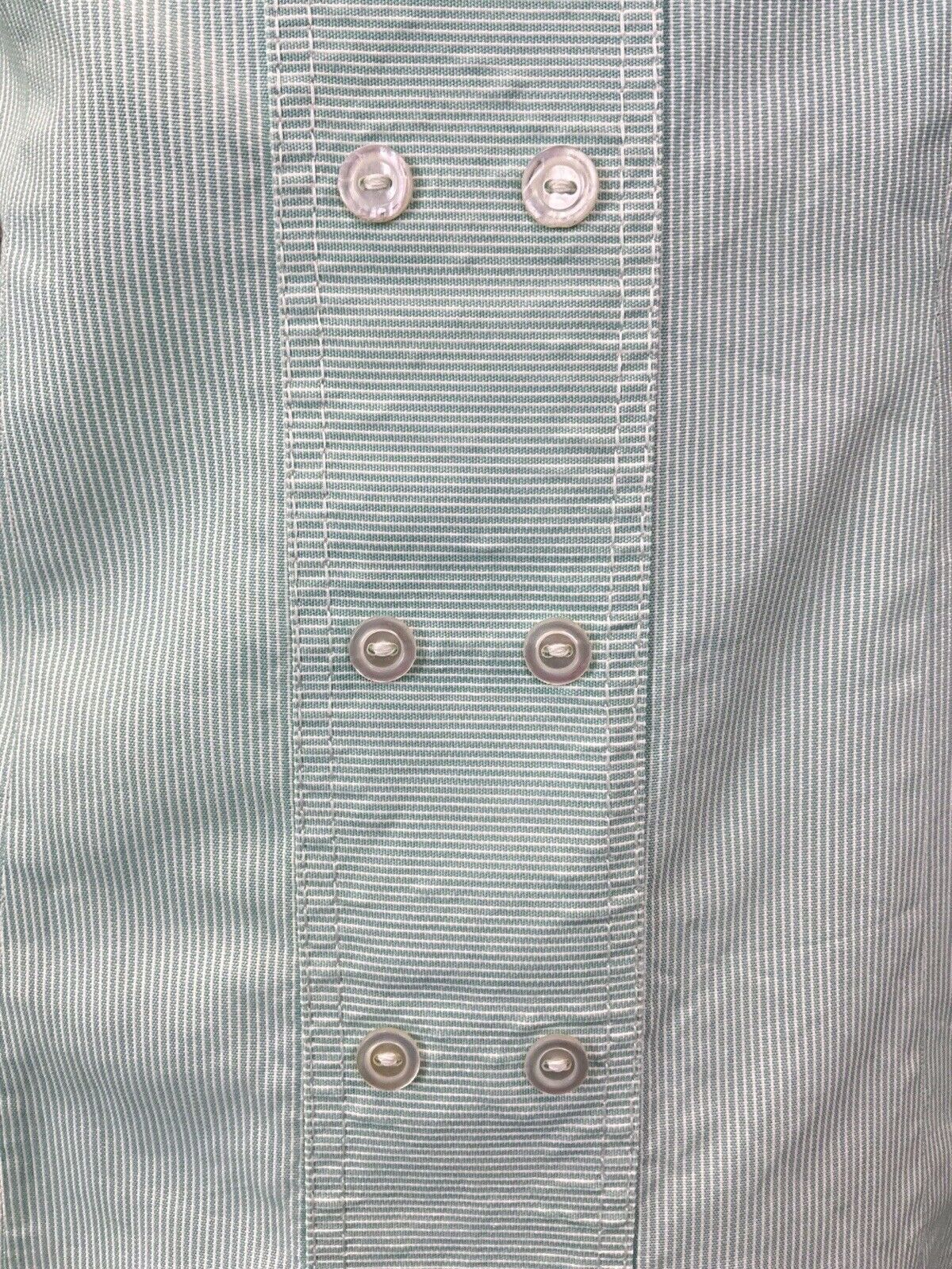 VINTAGE 60s 70s MINT GREEN WHITE PIN-STRIPE PETER PAN SLEEVELESS DRESS 12