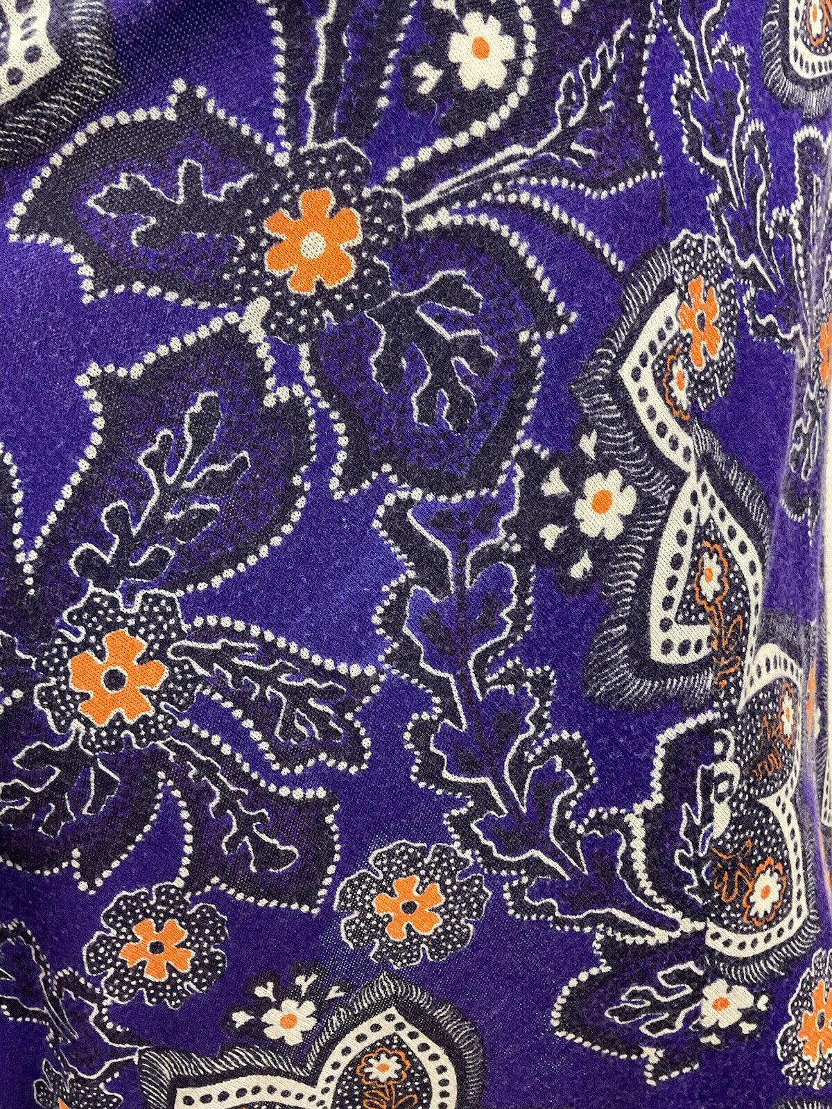 VINTAGE 60s 70s PURPLE WHITE ORANGE PSYCHEDELIC FLORAL DOTTY SHIRT DRESS 12