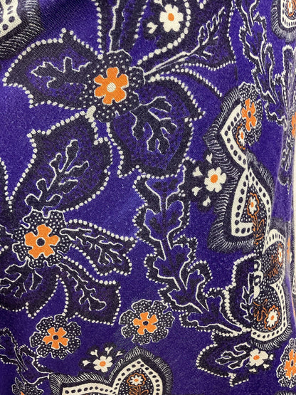 VINTAGE 60s 70s PURPLE WHITE ORANGE PSYCHEDELIC FLORAL DOTTY SHIRT DRESS 12