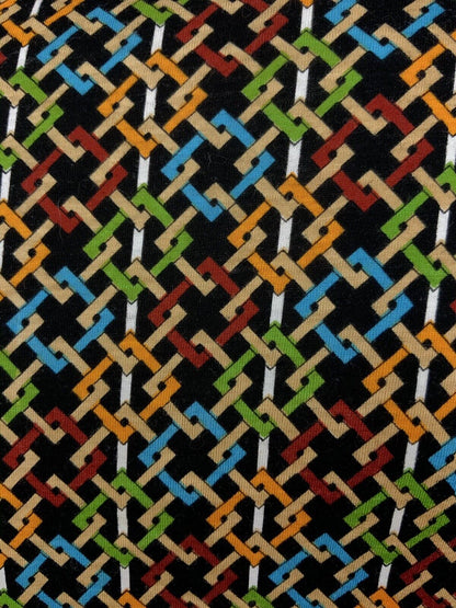 VTG 60s 70s BLACK ORANGE BLUE GREEN GEOMETRIC TRELLIS DAGGER SHIRT BLOUSE 4 6
