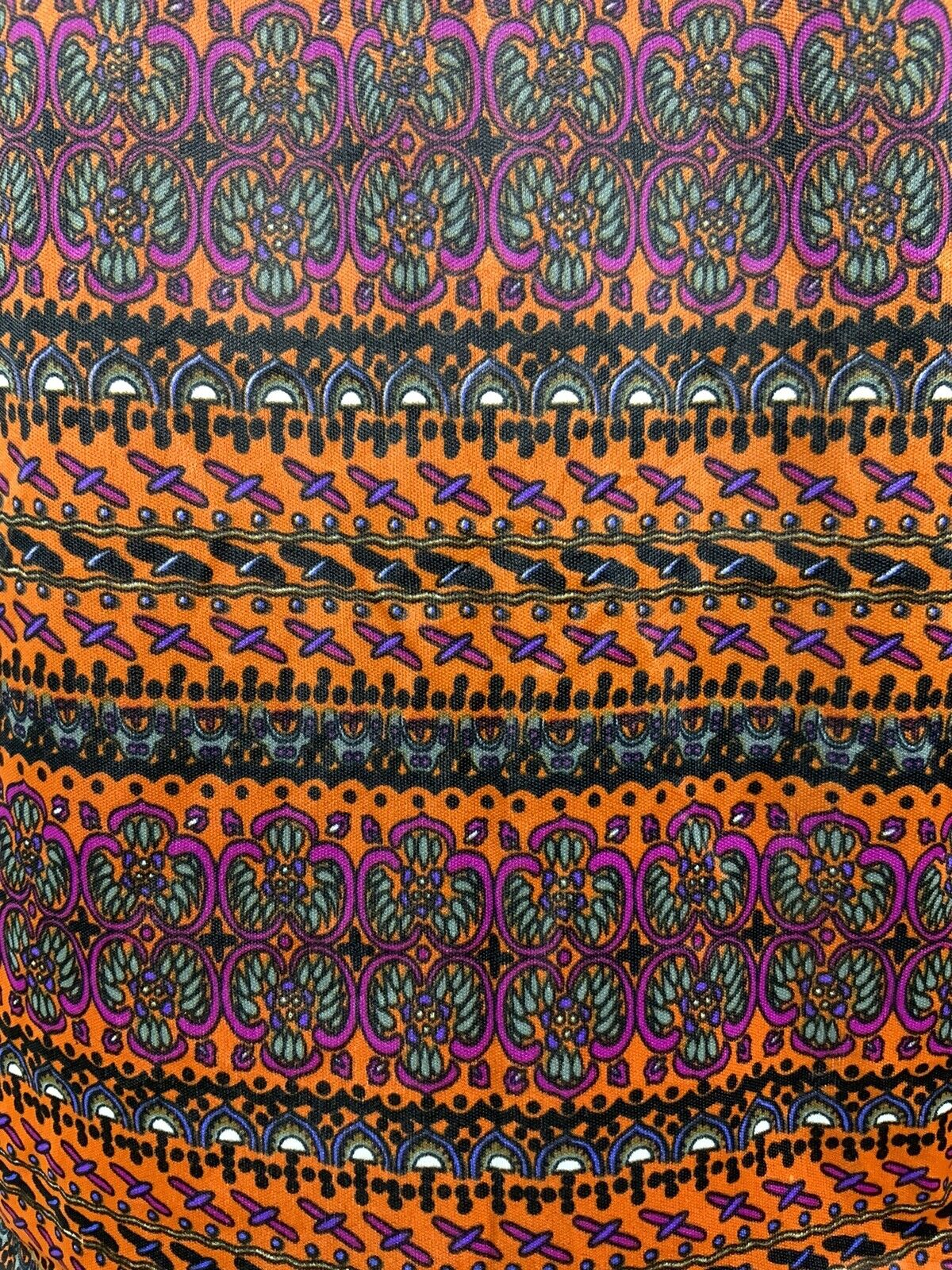 VINTAGE 60s 70s ORANGE BROWN PURPLE STRIPED PSYCHEDELIC FLORAL SHIRT TOP 14 16
