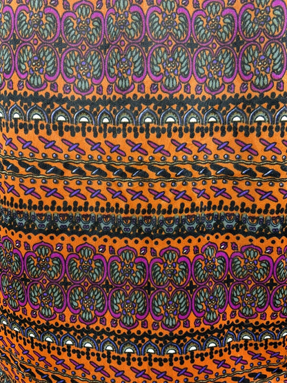 VINTAGE 60s 70s ORANGE BROWN PURPLE STRIPED PSYCHEDELIC FLORAL SHIRT TOP 14 16