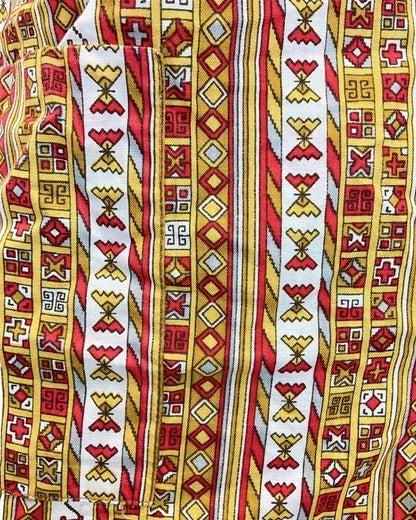 VINTAGE 60s 70s YELLOW RED WHITE GEOMETRIC AZTEC SLEEVELESS DAGGER SHIRT 14 16