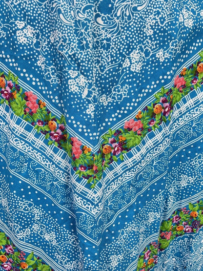 VINTAGE 70s BLUE GREEN WHITE FLORAL BERRY LACE DOTTY FOLK PRAIRIE BOHO DRESS 4