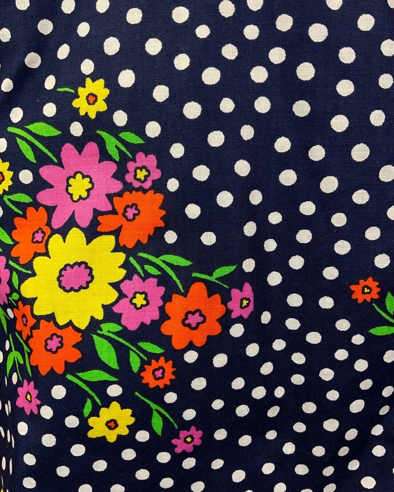 VINTAGE 60s 70s BLUE WHITE RED YELLOW POLKA-DOT DAISY FLORAL SUMMER SUN DRESS 10