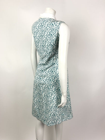 VINTAGE 60s 70s GREEN WHITE PAISLEY FLORAL WRAP DRESS 14