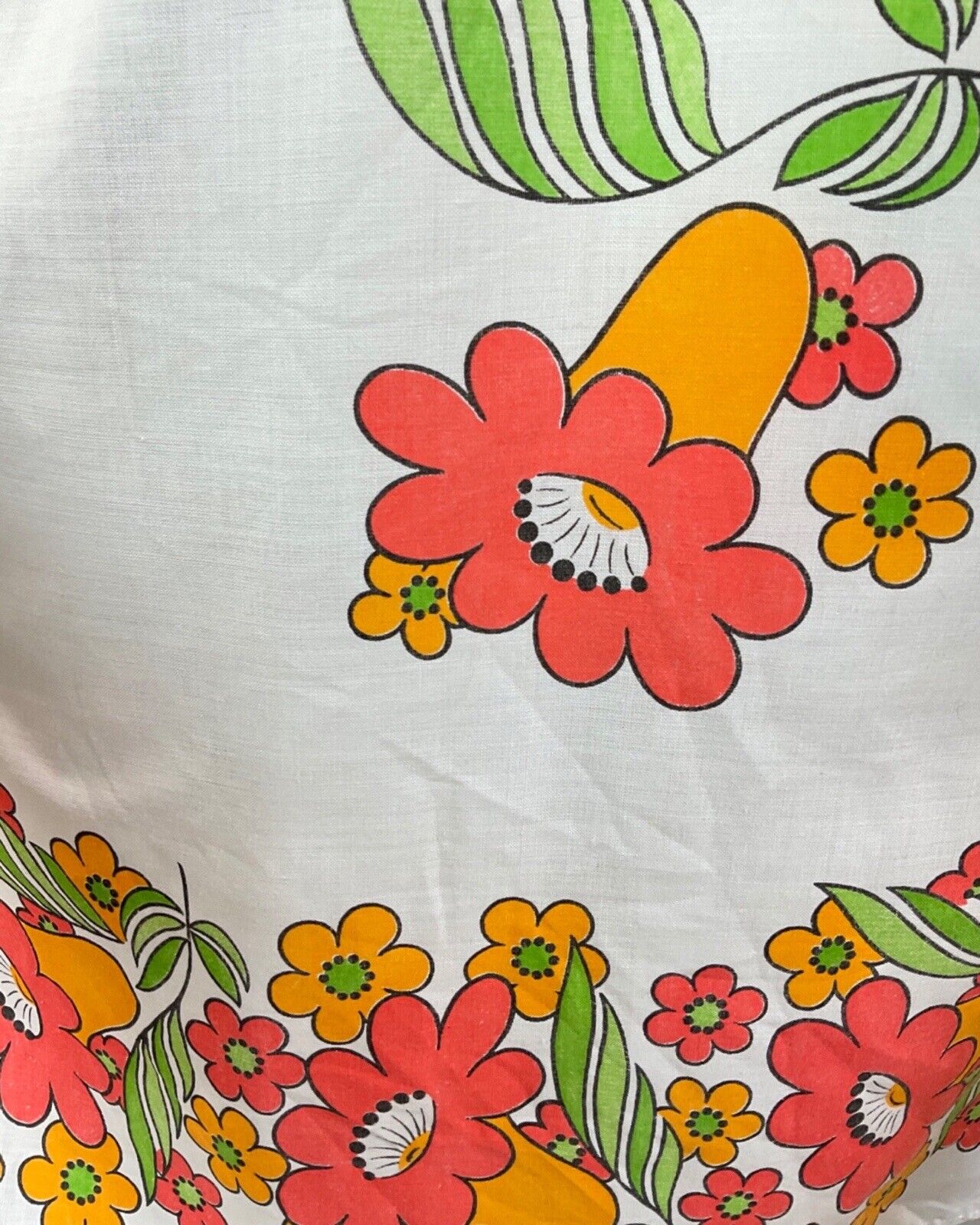 VINTAGE 60s 70s WHITE RED YELLOW FLORAL SUMMER MOD TENT YOKE DRESS 10