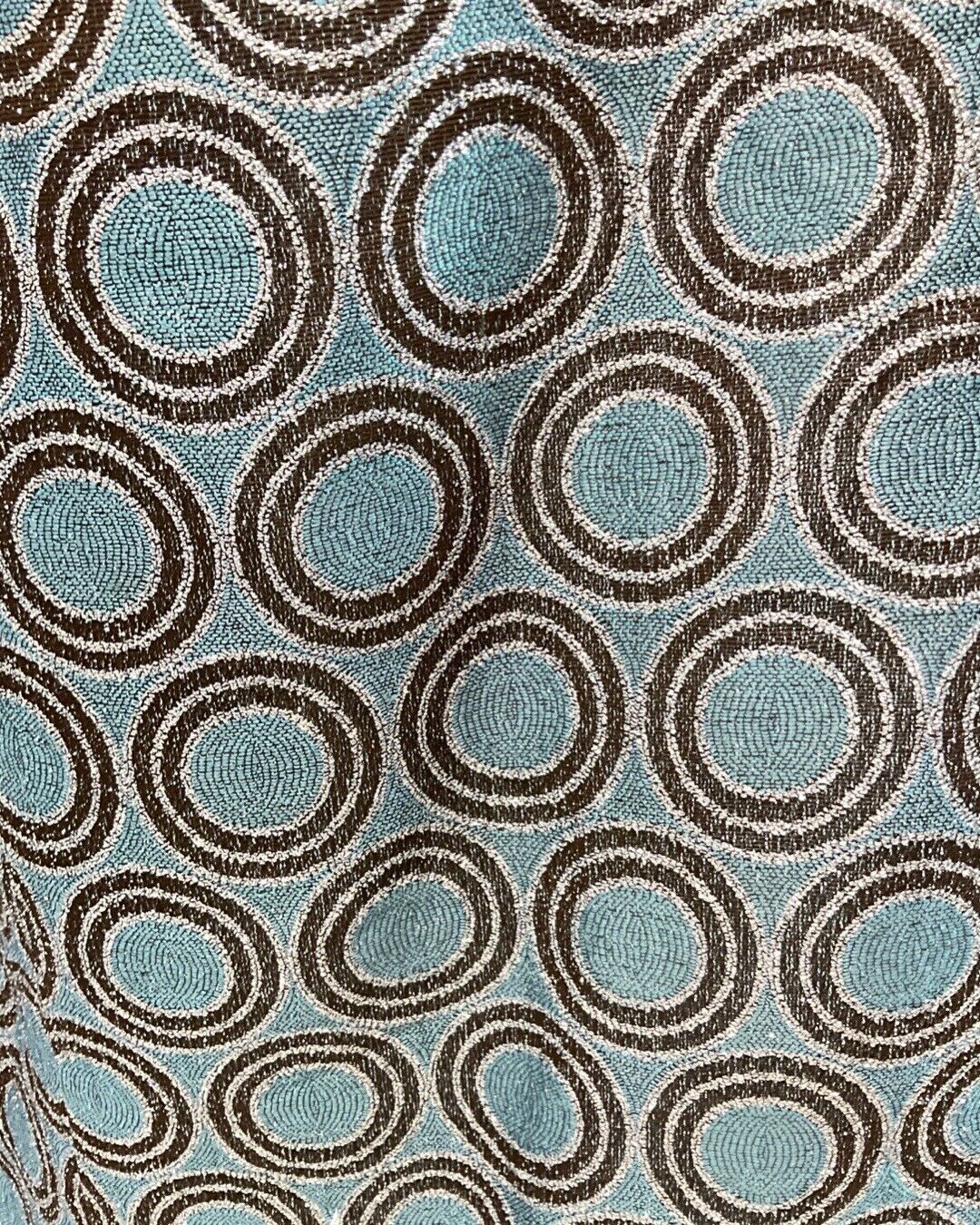 VINTAGE 60s 70s BLUE BLACK SILVER GEOMETRIC LUREX GLITTER MAXI GOWN DRESS 14 16