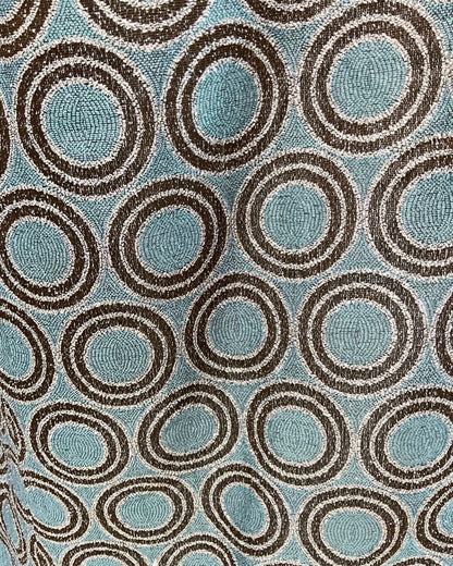 VINTAGE 60s 70s BLUE BLACK SILVER GEOMETRIC LUREX GLITTER MAXI GOWN DRESS 14 16