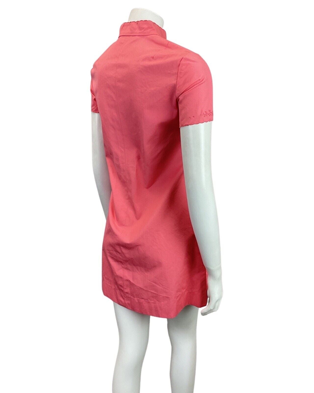 VTG 60s STYLE 90s CORAL PINK FLORAL EMBROIDERED CHEONGSAM QIPAO SHORT DRESS 8