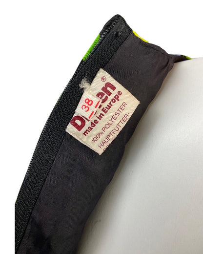 VINTAGE 60s 70s GREEN BLACK BLUE FLORAL GRAPES SLEEVELESS SUMMER DRESS 10 12