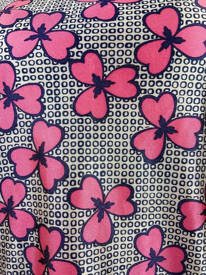 VINTAGE 60s STYLE 90s WHITE BLUE PINK GEOMETRIC FLORAL MOD DROP-WAIST DRESS 4